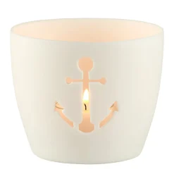 Porzellan Windlicht Anker weiß