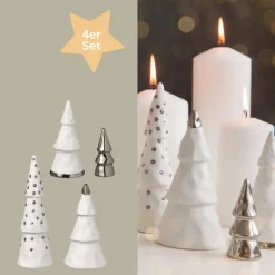 Räder Weihnachtswald 4er-Set Silberfarben