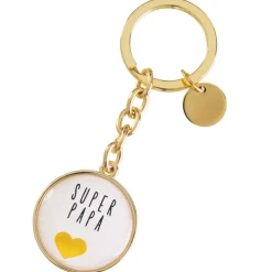 Schlüsselanhänger Super Papa Herz goldfarben