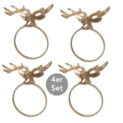Serviettenring Hirsch 4er Set goldfarben