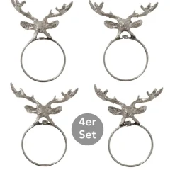 Serviettenring Hirsch Jarle 4er Set silberfarben