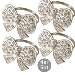 Serviettenring Schleife 4er-Set silberfarben