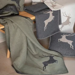 Skandi Baumwolldecke Hirsch Dunkelgrau