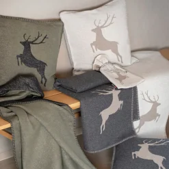 Skandi Kissenhülle Hirsch Weiß 50 x 50 cm