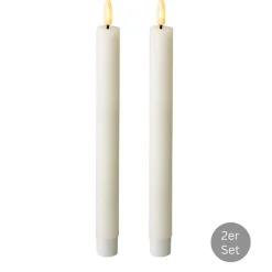 Spitzkerze LED Flackereffekt 2er Set H 24,5 cm weiß