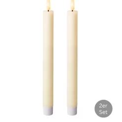 Spitzkerze LED Flackereffekt 2er Set H 24,5 cm creme