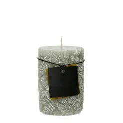 Stumpenkerze Tannenzweige 10 cm mintgrün