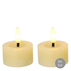 Teelicht LED Flackereffekt 2er Set D 4,4 cm creme
