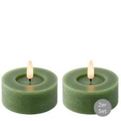 Teelicht LED Flackereffekt 2er Set D 7 cm grün