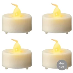 Teelicht LED Flackereffekt 4er Set weiß