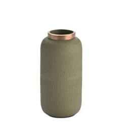Vase Metall strukturiert olive 18 cm