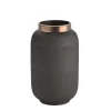 Vase Metall strukturiert schwarz 23 cm