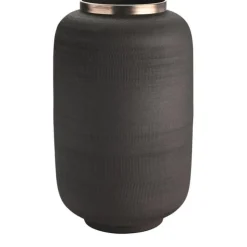 Vase Metall strukturiert schwarz 40 cm
