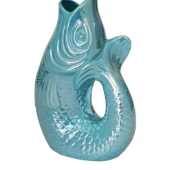 Vase Monsieur Claude Meerblau schimmernd Groß