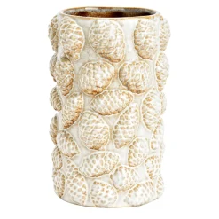 Vase Tannenzapfen 25 cm weiß-braun