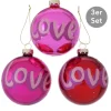 Weihnachtskugel Love 3er-Set pink-rot