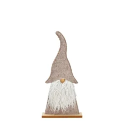 Weihnachtswichtel auf Holzsockel 46 cm beige