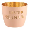 Windlicht Beste Freundin pastellorange-goldfarben mittel