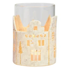 Windlicht Filz weiß groß