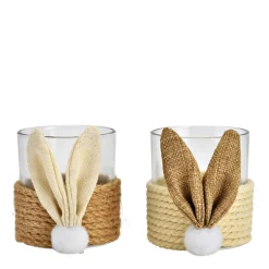 Windlicht Hase braun-beige 2er-Set