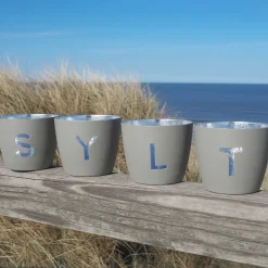 Windlicht im exklusiven Sylt Design 4er-Set hellgrau-silberfarben mittel