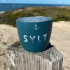 Windlicht im exklusiven Sylt Design Anker Blau Mittel