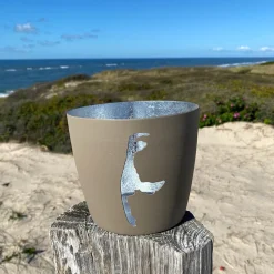 Windlicht im exklusiven Sylt Design Silhouette Beige Groß