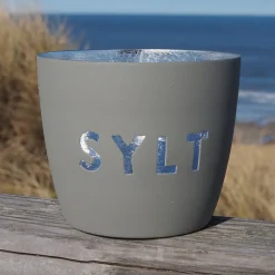 Windlicht im exklusiven Sylt Design Hellgrau Mittel