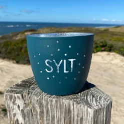 Windlicht im exklusiven Sylt Design Konfetti Blau Mittel
