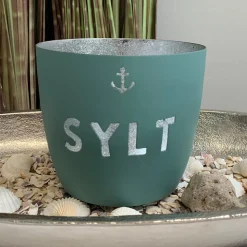 Windlicht im exklusiven Sylt Design Anker Grün Mittel