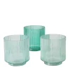 Windlicht Jona türkis gerillt 3er-Set