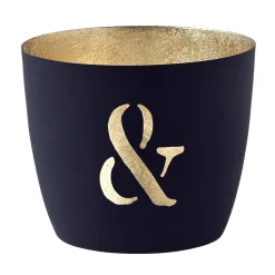 Windlicht Madras & schwarz-goldfarben mittel