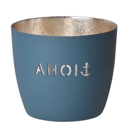 Windlicht Madras Ahoi windsorblau-goldfarben mittel