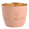 Windlicht Madras Busenfreundin pastellrosa-goldfarben mittel