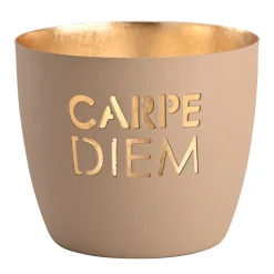 Windlicht Madras Carpe Diem sandstone-goldfarben