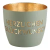 Windlicht Madras Herzlichen Glückwunsch Flanell-Goldfarben Mittel