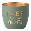 Windlicht Madras Meer geht immer Puderblau-goldfarben