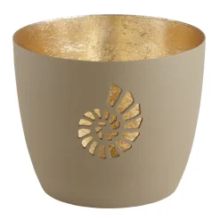 Windlicht Madras Muschel Sandstein-Goldfarben Mittel
