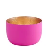Windlicht Madras neonpink-goldfarben klein