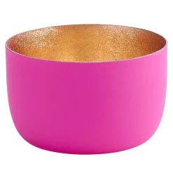 Windlicht Madras neonpink-goldfarben klein