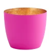 Windlicht Madras neonpink-goldfarben mittel
