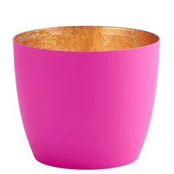 Windlicht Madras neonpink-goldfarben mittel