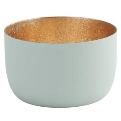 Windlicht Madras pastellblau-goldfarben klein