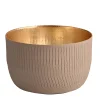 Windlicht Madras strukturiert beige-goldfarben klein