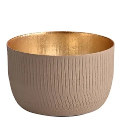 Windlicht Madras strukturiert beige-goldfarben klein