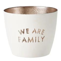 Windlicht Madras We are family weiß-goldfarben mittel