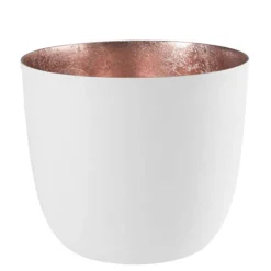 Windlicht Madras weiß-roségoldfarben mittel