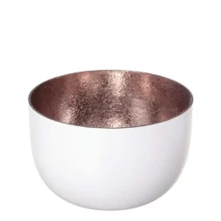 Windlicht Madras weiß-roségoldfarben klein