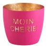 Windlicht Moin Cherie fuchsia-goldfarben mittel