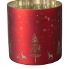 Windlicht Weihnachtswald rot groß
